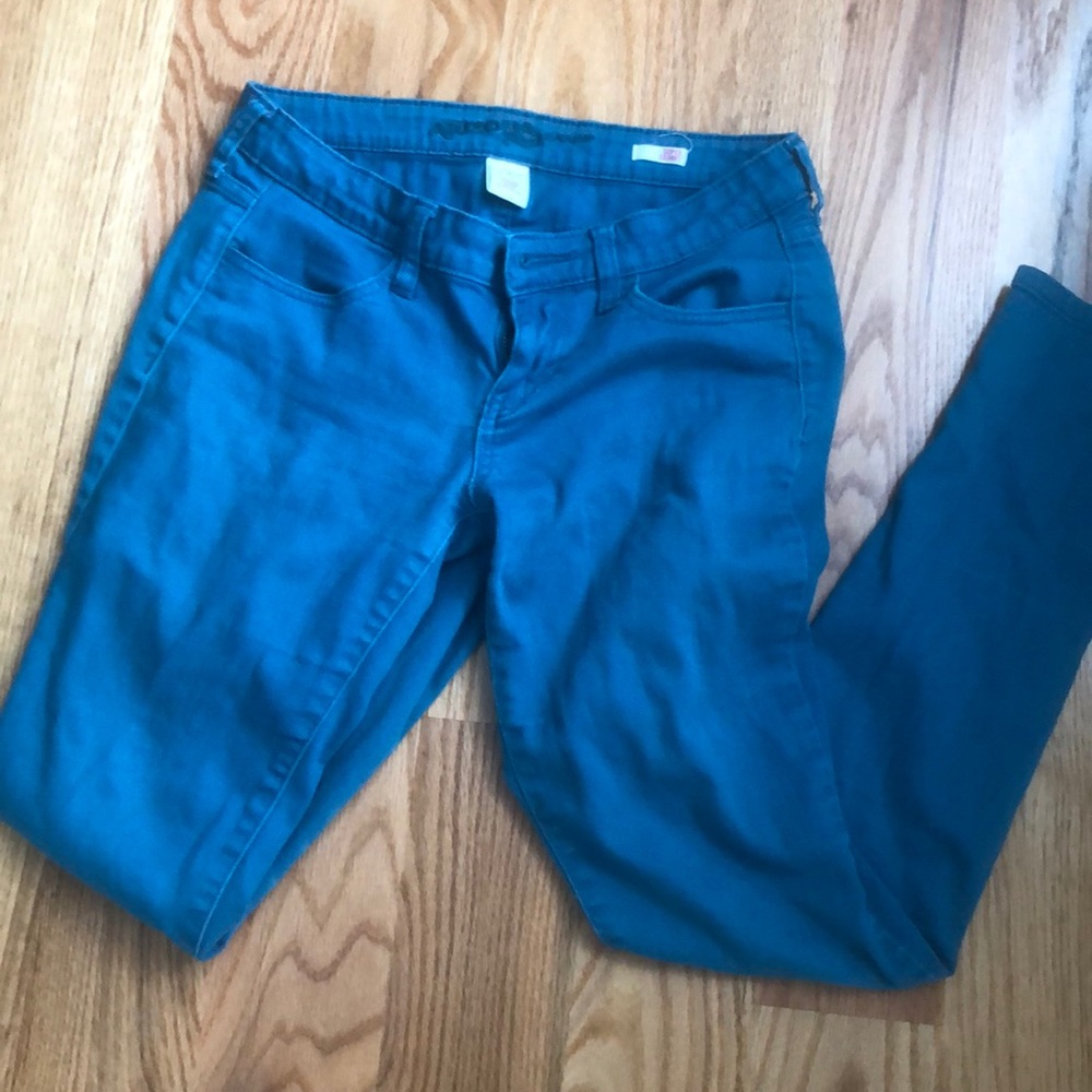 Teal skinny jeans